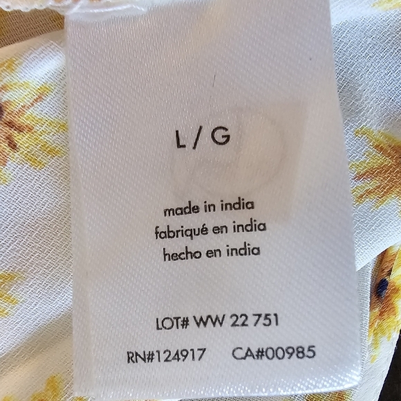 WeWoreWhat Ivory Multi Ditsy Daisies Billow Sleeve Open Back Top, Size Large - Picture 14 of 17